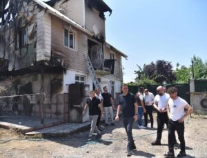 YANAN EVDE BAŞKAN ÖZLÜ VE BAŞYİĞİT’TEN İNCELEME