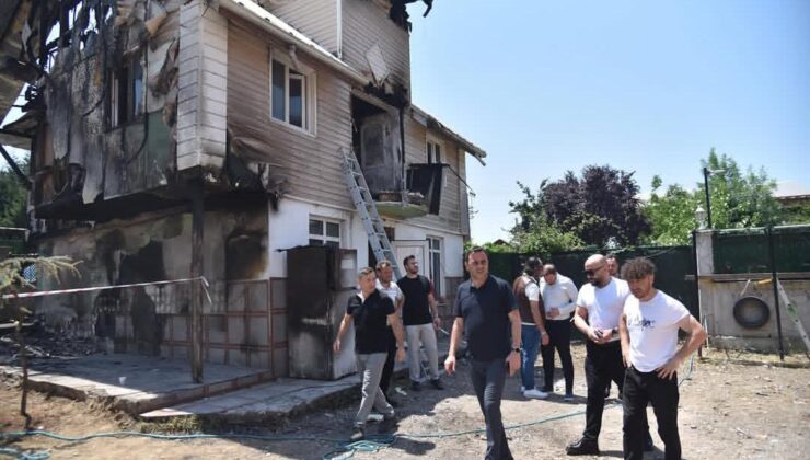 YANAN EVDE BAŞKAN ÖZLÜ VE BAŞYİĞİT’TEN İNCELEME
