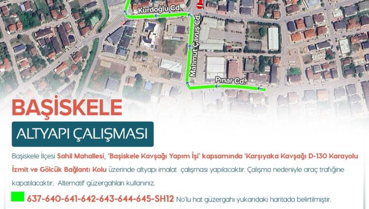 Başiskele Karşıyaka Kavşağı’nda yol çalışması