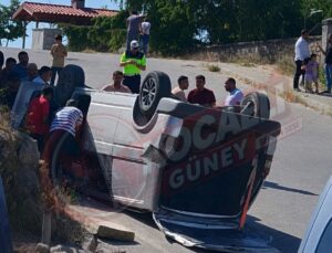 Kontrolden Çıkan Araç Takla Attı