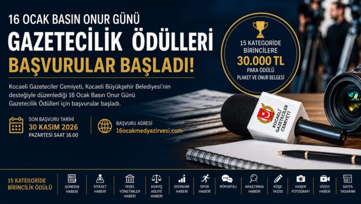 16 Ocak Basın Onur Günü Gazetecilik Ödülleri İçin Başvurular Başladı