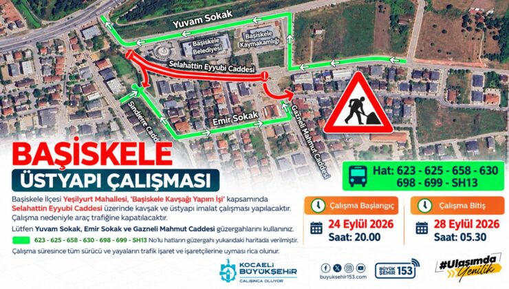 Başiskele’de o cadde 4 gün trafiğe kapalı olacak