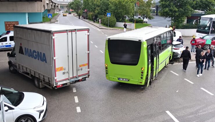İzmit Otogar Kavşağı’nda kaza: Yolcu otobüsü taksiye çarptı