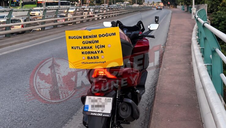 İzmit’te trafikte tebessüm ettiren doğum günü kutlaması!