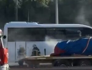 Körfez’de seyir halindeki TIR’ın frenleri tutuştu!