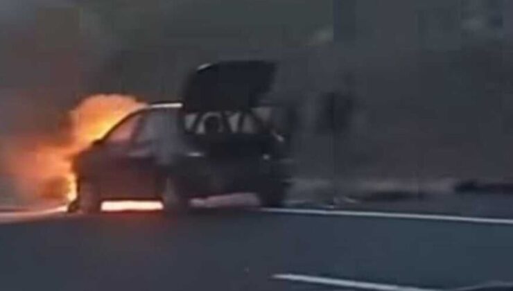 Kuzey Marmara Otoyolu’nda Otomobil Alev Alev Yandı