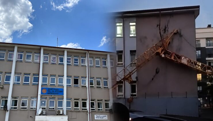 Üzerine vinç devrilen okulda eğitime 1 gün ara verildi