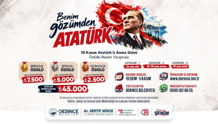 Derince’de 45 Bin TL Ödüllü Atatürk Yarışması